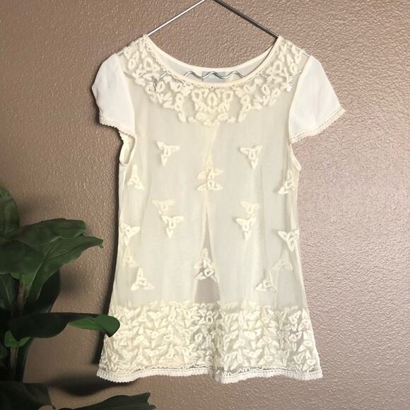 Anthropologie Maeve Lace Open Back top - Picture 3 of 7